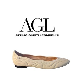 New AGL Attilio Giusti Leombruni Off White Quilted Denise Pointed Toe Fl…